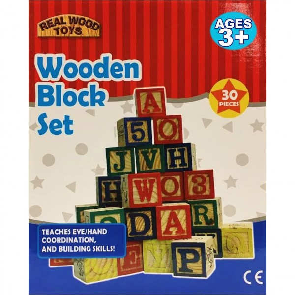 30 Piece Stack 'N Build ABC Wooden Blocks Set