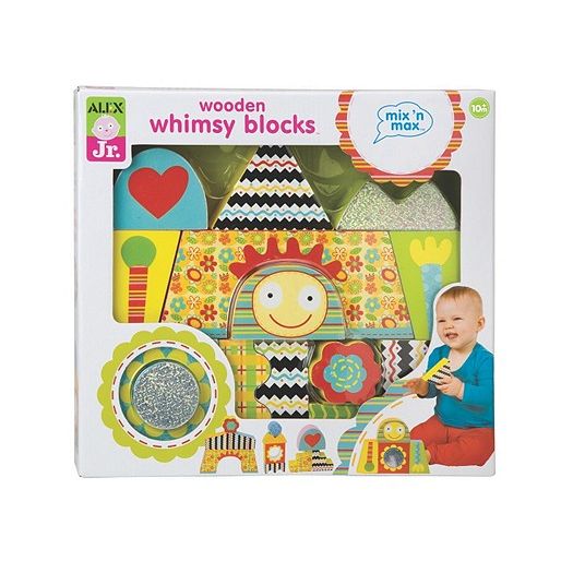 ALEX Toys Wooden Whimsy Blocks, Set of 15 in Fun Shapes