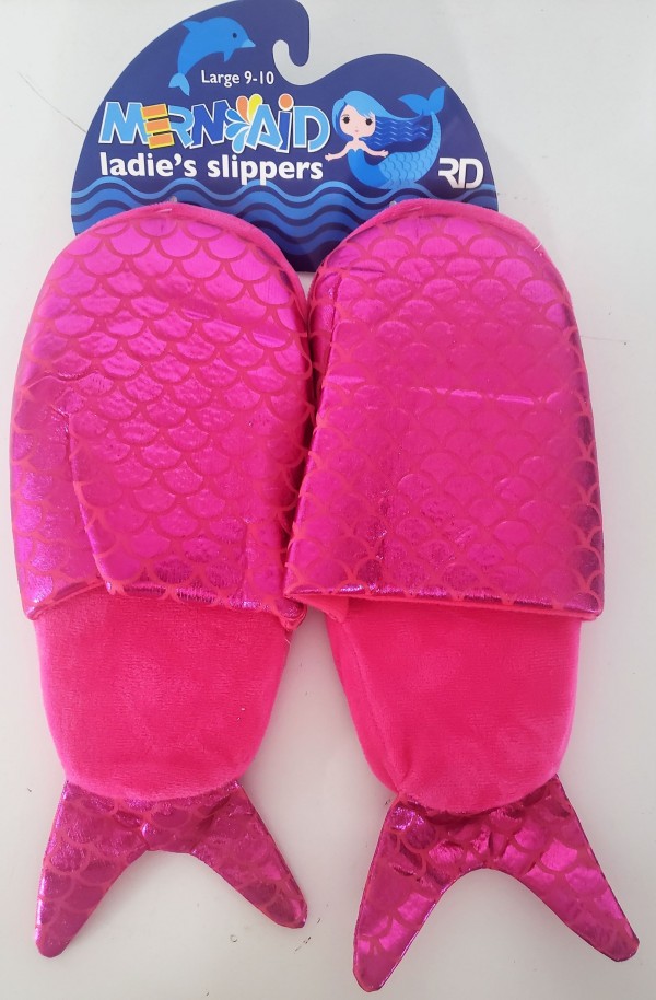 Mermaid Women's Pink Slippers Large 9-10