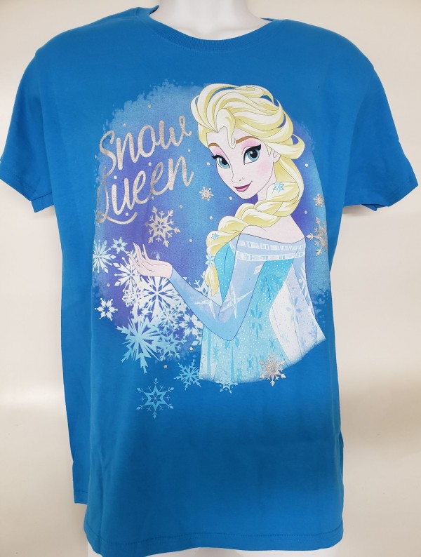 Disney Frozen Elsa Snow Queen Graphic Short Sleeve T-Shirt Adult Size Large Blue