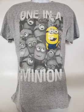 Despicable Me2 One In A Minion Graphic Short Sleeve T-shirt Adult Size Medium Gray