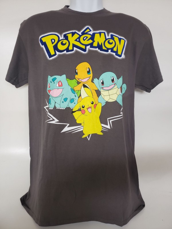 Pokémon Pikachu & Friends Graphic Short Sleeve T-shirt Adult Size Small Grey