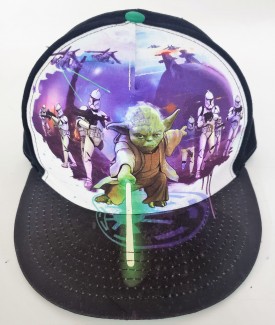Star Wars Yoda GITD Light Saber Adjustable Adult Baseball Cap Hat Snapback Flat Bill Black