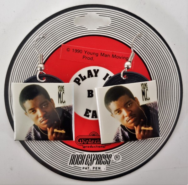 Vintage 1990 Young Moving Productions Young MC Rock Express/Play It By Ear Album Cover Earrings