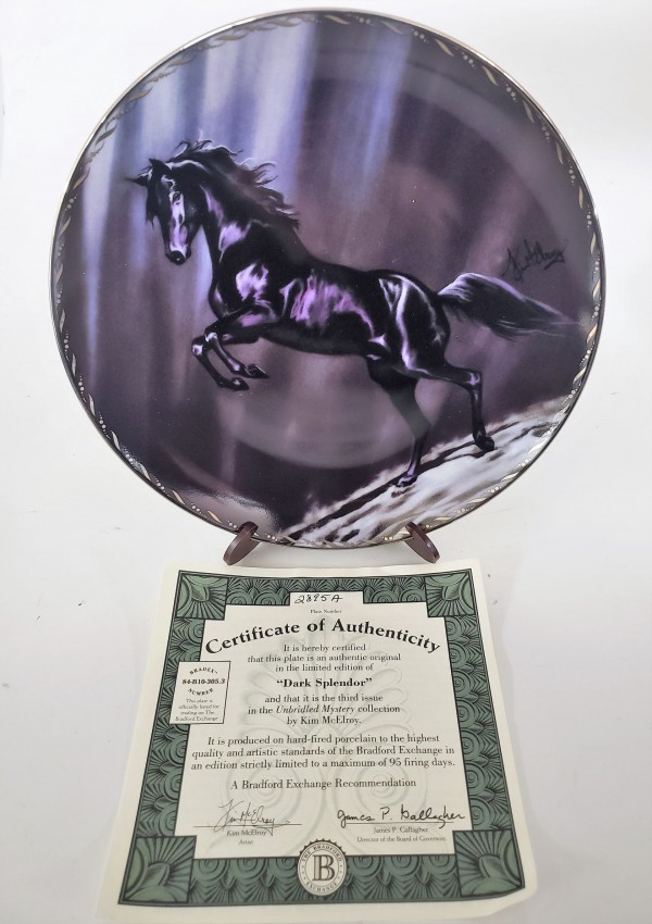 Black Stallion Horse Collector Plate Dark Splendor from Unbridled Mystery by Kim McElroy 1995 #15423