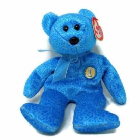 Ty Beanie Baby - Classy Teddy Bear Peoples Blue White Beanie