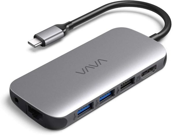 VAVA USB C Hub, 8-in-1 USB C Adapter with Ethernet Port, 4K USB C to HDMI, PD Power Delivery, USB 3.0 Ports, SD/TF Card Reader for MacBook/Pro/Air (Thunderbolt 3) and Type C Windows Laptop