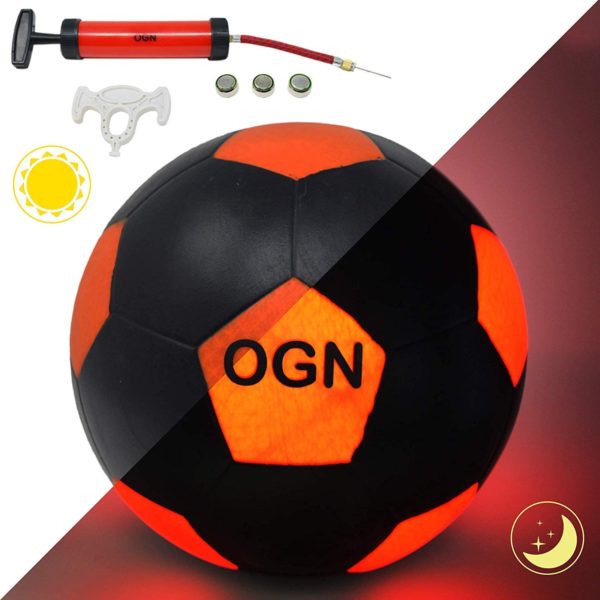 DYNASTY TOYS Outdoor Games at Night | LED Soccer Ball with Pump and Bag - Light Up The Night with The Glow in The Dark Soccer Ball (Button Activated)