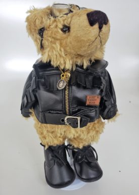 10" Genuine Handmade Teddy Bear Biker With Patch By Pieces of History