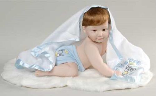 Vintage 1994 The Ashton-Drake Galleries Barely Yours "Snug As Q Bug In A Rug" Baby Boy Porcelain Doll