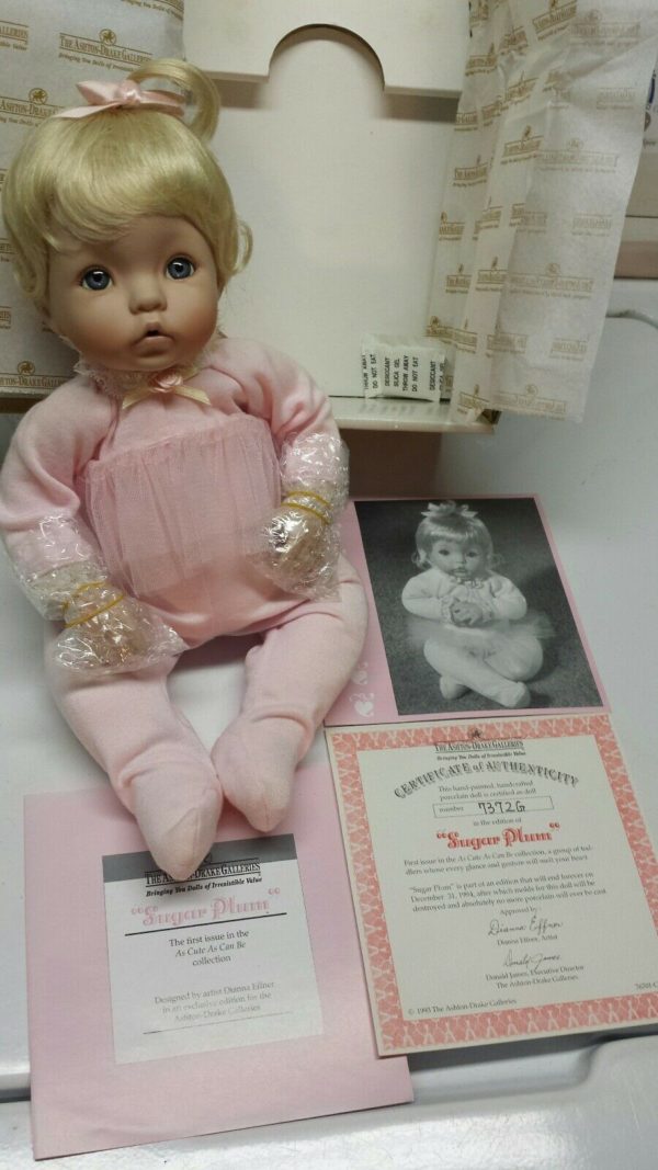 Vintage 1994 The Ashton-Drake Galleries As Cute As Cute Can Be "Sugar Plum" Girl Porcelain Doll 10"
