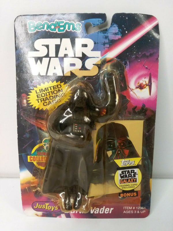 1993 JusToys Star Wars BendEms Darth Vader #12361 Poseable Action Figure with Card