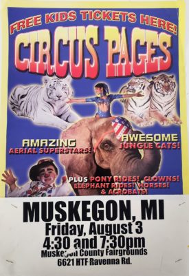 Original Vintage Retro Circus Poster - Circus Pages Feat. Jungle Cats Muskegon, MI