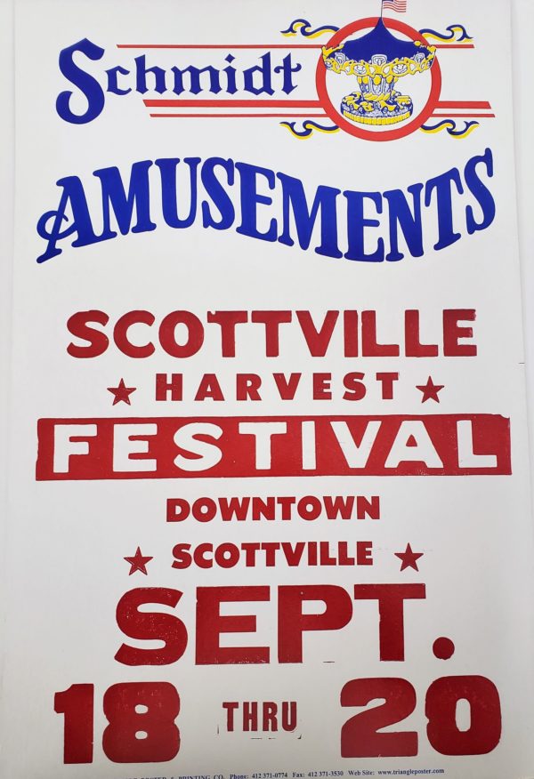 Original Retro Circus Poster - Schmidt Amusements Scottville Harvest Festival