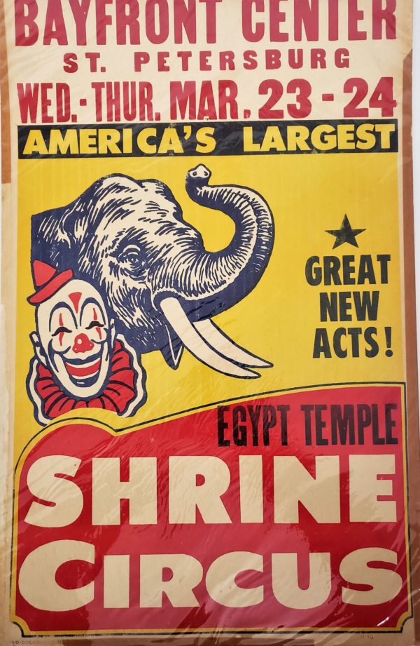 Original Vintage Retro Circus Poster - Bayfront Center St. Petersburg Egypt Temple Shrine Circus