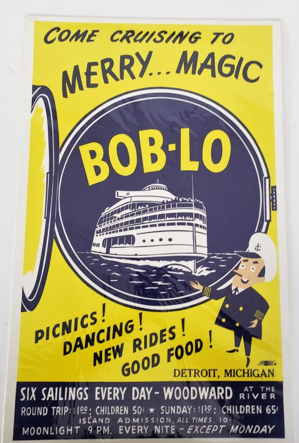 Original Vintage Retro Advertising Poster - Come Cruising To Merry Magic Bob-Lo Boats Detroit, Michigan