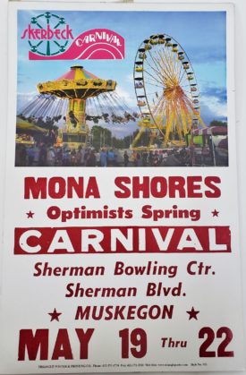 Original Retro Circus Poster - Skerbeck Carnival Mona Shores Optimists Springs Muskegon, MI