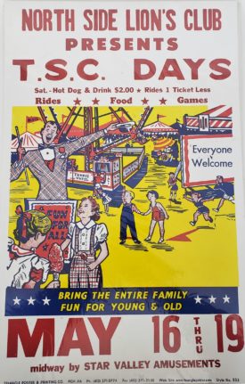 Original Vintage Retro Circus Poster - North Side Lion's Club T.S.C. Days