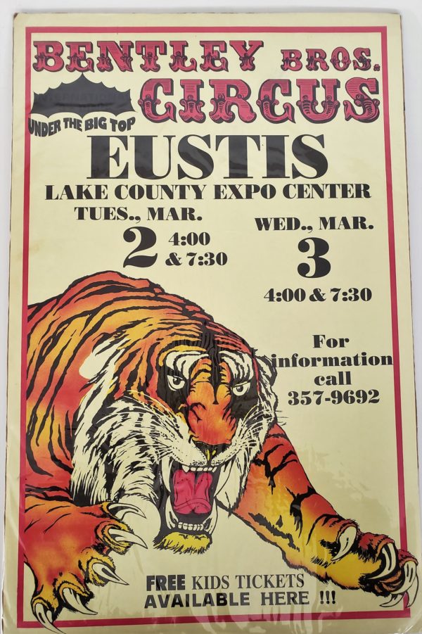 Original Vintage Retro Circus Poster - Bentley Bros. Circus Lake County Expo Center