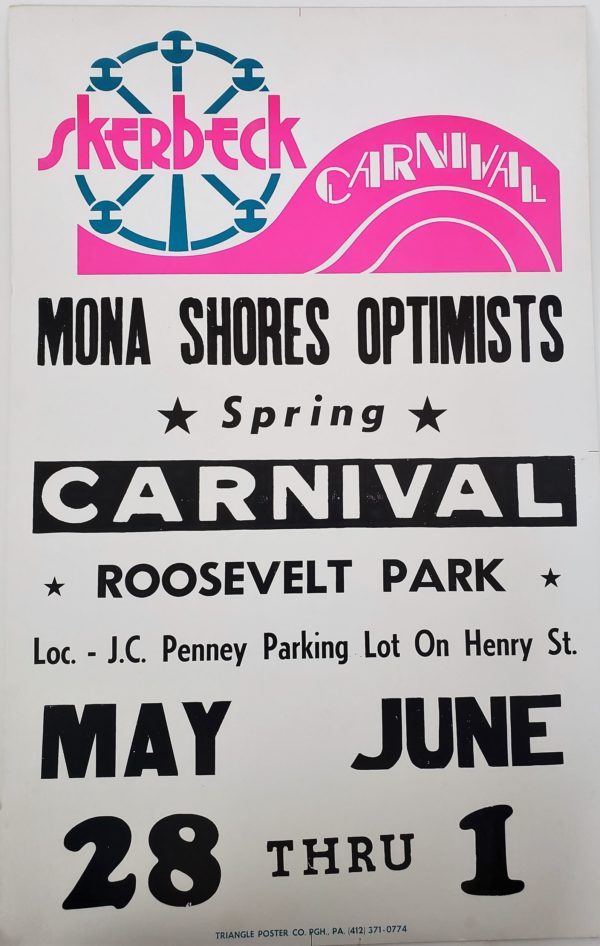 Original Vintage Retro Circus Poster - Skerbek Carnival Mona Shores Optimists Roosevelt Park