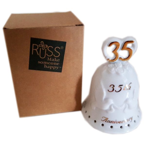 Russ Berrie Happy 35th Anniversary Porcelain Bell No. 24616