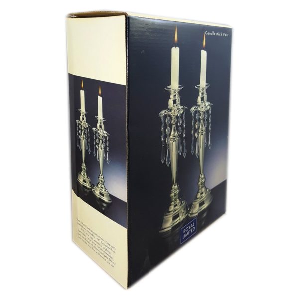 Royal Limited Silver Crystal Accents Candlestick Pair