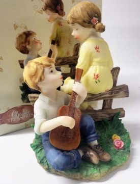 Classic Treasures Porcelain Collectible Loving Boy Serenading Girl Sculpture