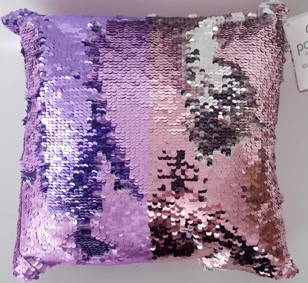 POSH HOME Magic Sequins Pink/Purple/Silver Sequin Decorative Colorful Throw Pillow 12" x 12"