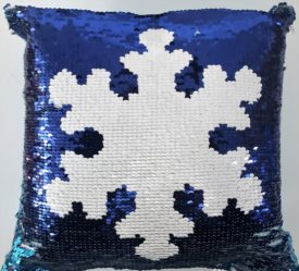 POSH HOME Magic Snowflake Blue/White/Silver Sequins Decorative Colorful Throw Pillow 12" x 12"