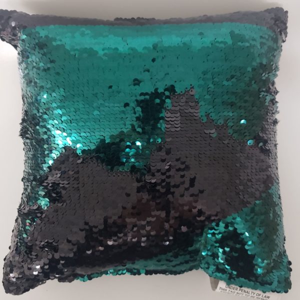 POSH HOME Magic Green & Black Sequins Decorative Colorful Throw Pillow 12" x 12"