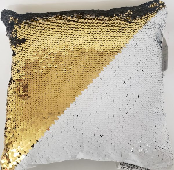 POSH HOME Magic Gold/White & Black/Silver Sequins Decorative Colorful Throw Pillow 12" x 12"