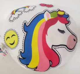 Girls Room Décor Colorful & Fun Rainbow Unicorn Plush Pillow - White