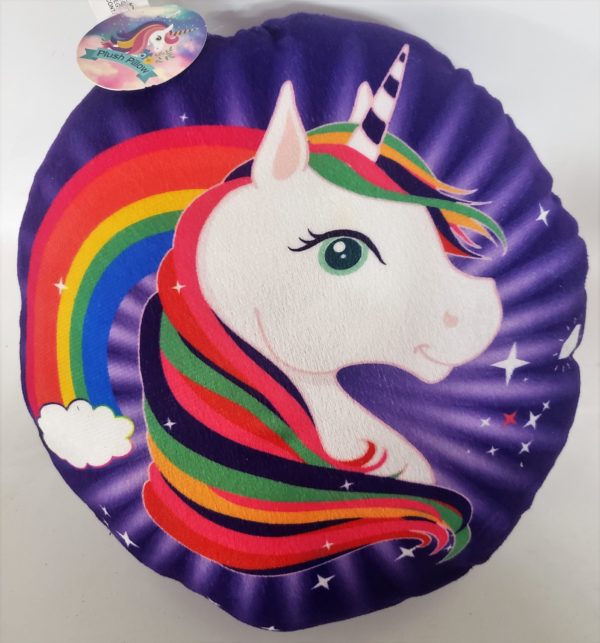 Girls Room Décor Colorful & Fun Rainbow Unicorn Plush Pillow - Purple