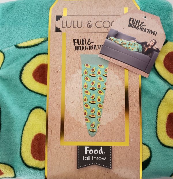 Lulu & Coco Avocado Tail Throw Blanket Cover Relax Cozy 18" x 52" Novelty Fun Gift