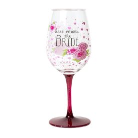 C.R. Gibson Lolita Ultimate Acrylic Glitter Wine Glass, Here Comes the Bride, Multicolor