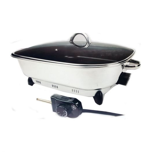 GE 15-Inch Rectangular Stainless Steel Non-Stick Electric Skillet