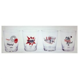 Emeril At Home Entertaining E-Quotes Set of Four Double Old Fashioned Glasses