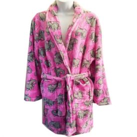 Hotel Spa Collection Ladies Plush Robe Elephant One Size - Pink