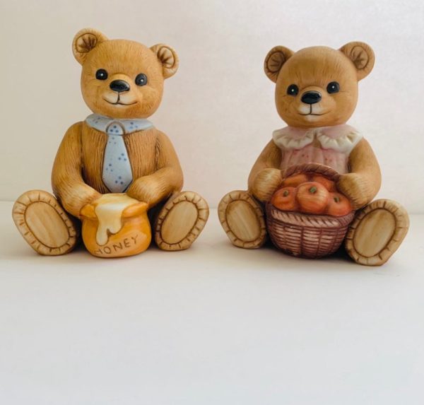 Vintage Homco Bears Couple - Harvest Bear Couple - Girl and Boy Bear Figurines - 1980's Homco Bear Figurines No. 1405