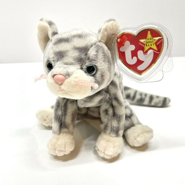 Ty Beanie Baby - Silver The Grey Tabby With Blue Eyes Cat
