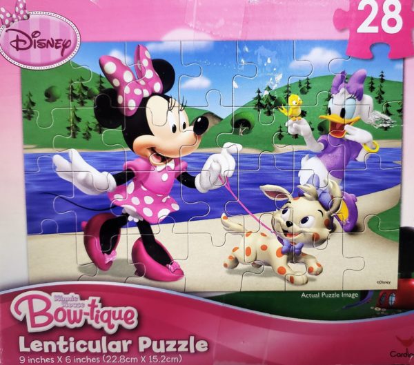 Disney Bowtique 28 Piece Lenticular Puzzle - Minnie & Daisy At Lake w/ Animal Friends