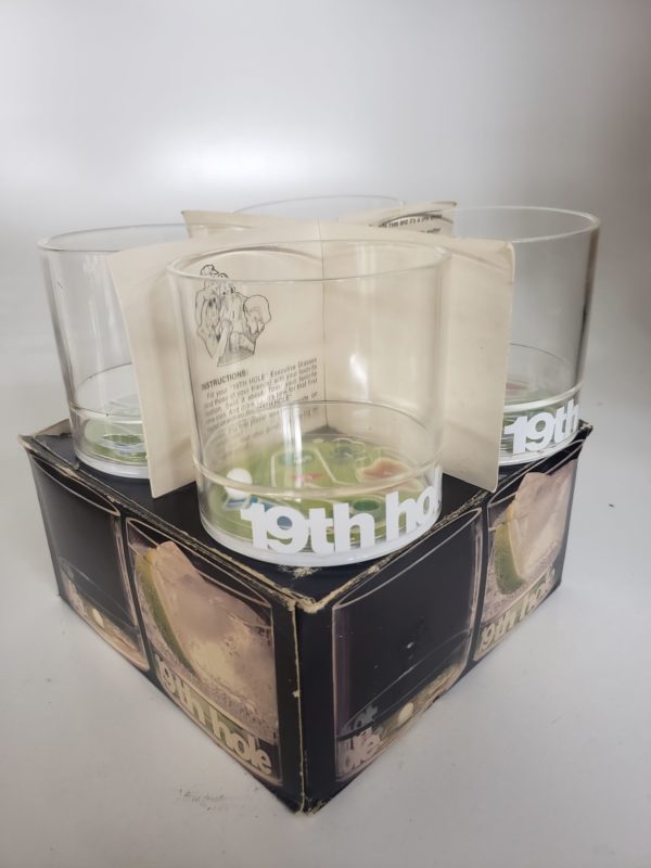 Vintage HOWW Mfg. 1960s 19th Hole 12 oz Drinking Glasses Set 4 Mike Wilson Design