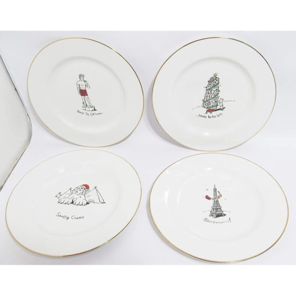 Merry Masterpieces International Collection 4 Dessert Plates Monuments