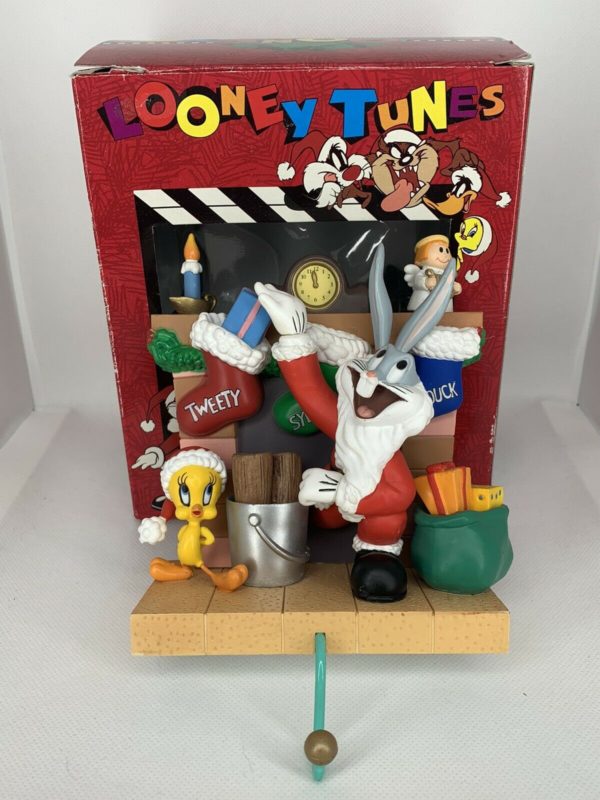 Looney Tunes Stocking Hanger Holder - Bugs Bunny Santa w/ Tweety