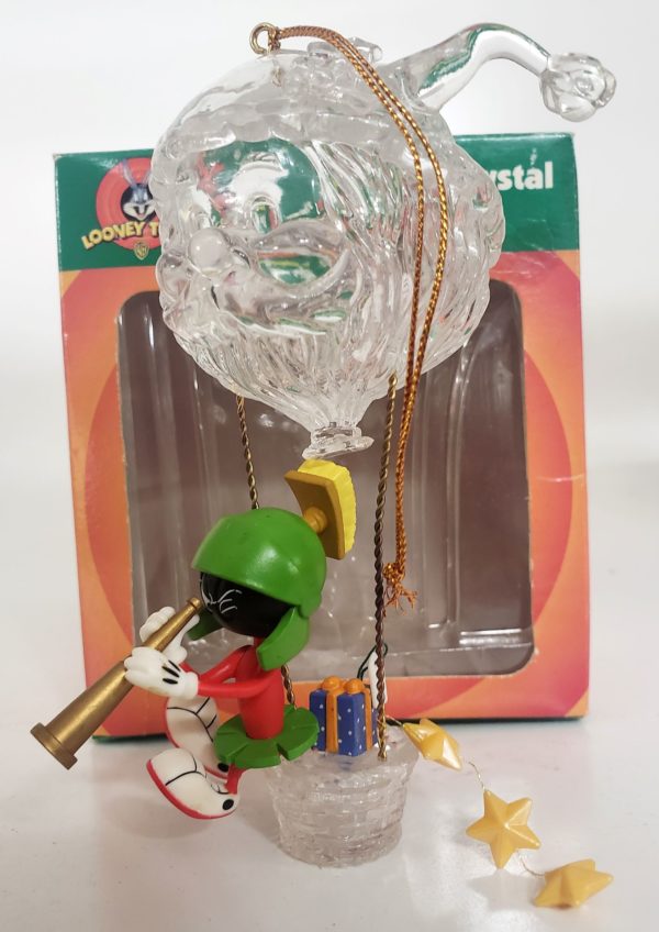 Looney Tunes Collectible Magic of Crystal Ornament - Marvin The Martian Crystal Santa Hot Air Balloon