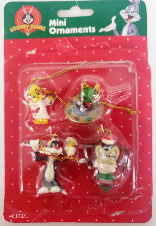 Looney Tunes Collectible Mini Ornament Set of 4 - Tweety, Marvin The Martian, Sylvester, Taz