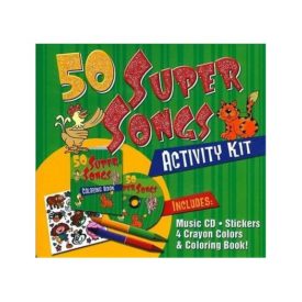 50 Super Songs Activity Kit Children's Music CD Stickers, Crayons, Coloring Book
