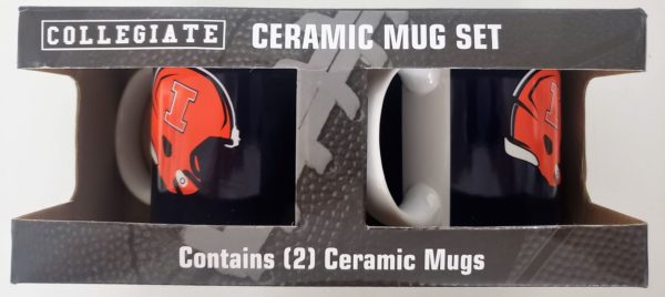 NCAA Illinois Fighting Illini Collegiate Ceramic Mug Set 11 oz. Helmet Orange Blue