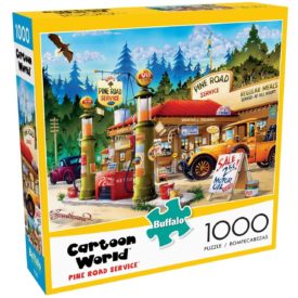 Buffalo Games - Cartoon World - Pine Road Service - 1000 Piece Jigsaw Puzzle Red, Brown, Green, Yellow, 26.75"L X 19.75"W