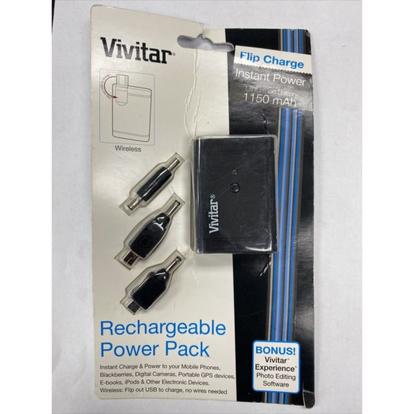 Vivitar VIV-IP-1150-R 1150mAh Instant Pop Out USB Power Charger